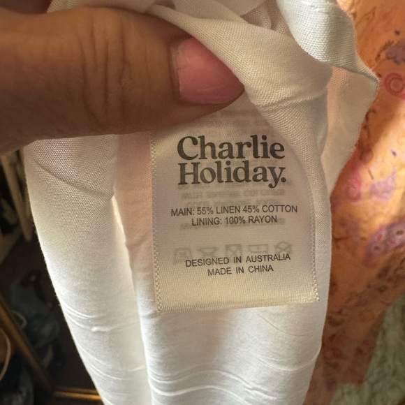 Charlie Holiday floral linen dress size large - Picture 6 of 11